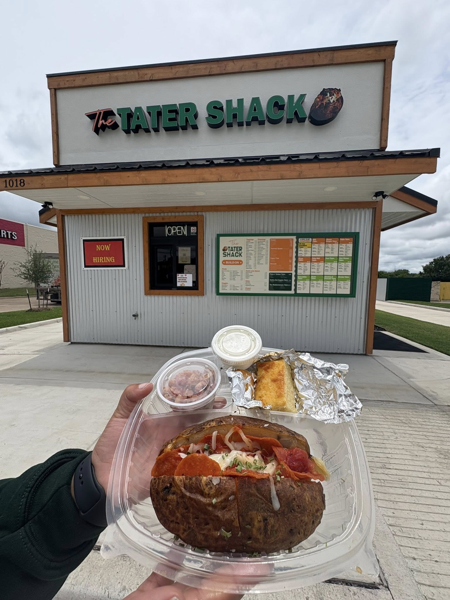 The Tater Shack drive-thru storefront in DeSoto, Texas